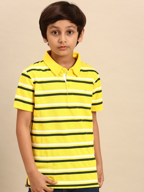 

PIPIN Boys Yellow Striped Polo Collar T-shirt