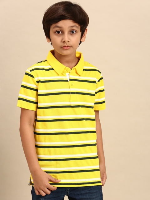 

PIPIN Boys Yellow Striped Polo Collar T-shirt