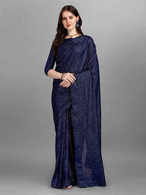 

Fashion Basket Navy Blue Embellished Sequinned Pure Georgette Saree