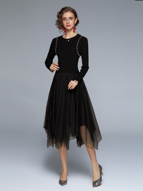 

JC Collection Black Embellished Midi Dress