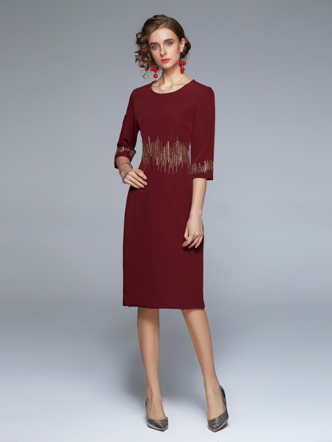 

JC Collection Women Red Sheath Midi Dress
