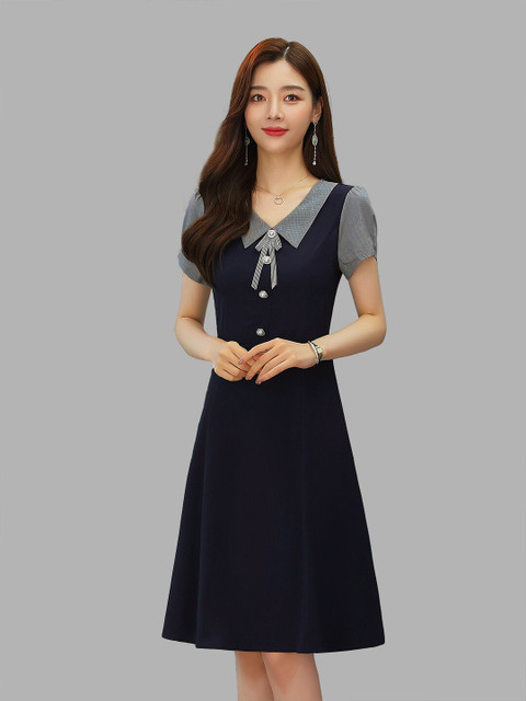 

JC Collection Navy Blue & Grey Dress