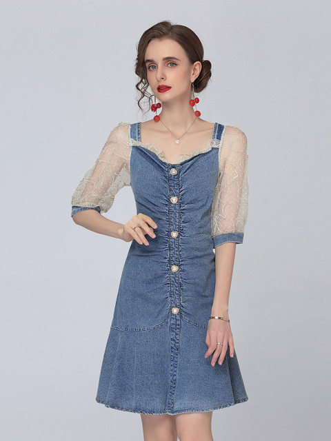 

JC Collection Blue A-Line Dress