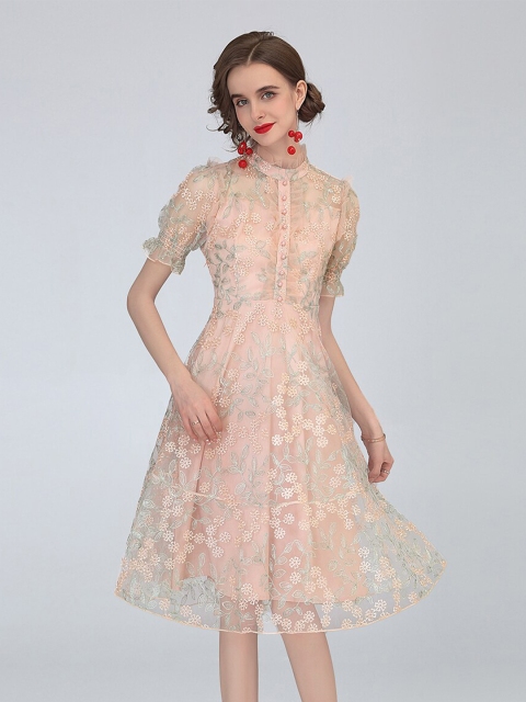 

JC Collection Multicoloured Floral Dress, Cream