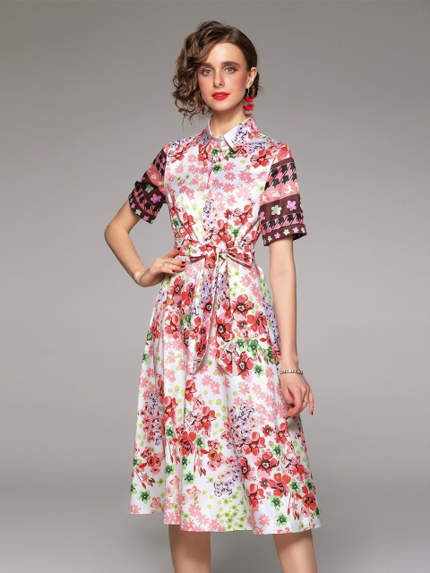 

JC Collection Multicoloured Floral Shirt Midi Dress, Pink