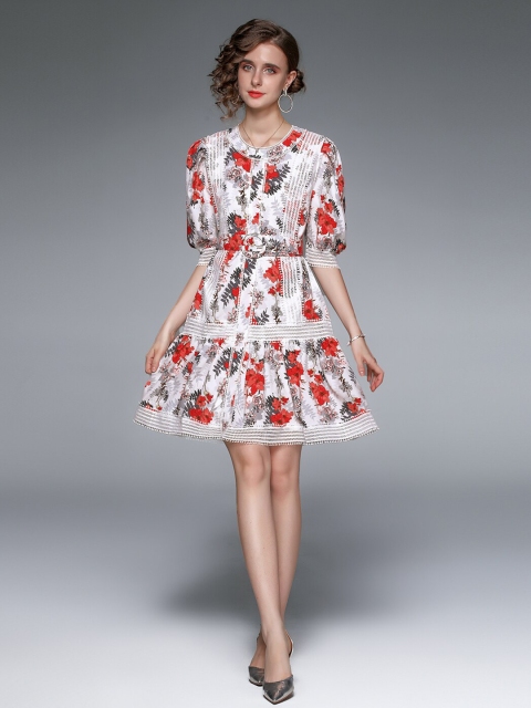 

JC Collection Women White Printed Floral Dress