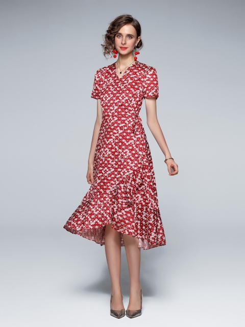 

JC Collection Women Red Floral Midi Dress