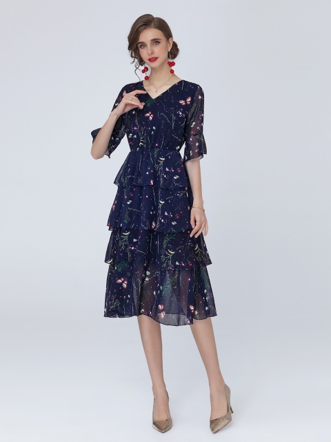 

JC Collection Women Blue Floral Midi Dress