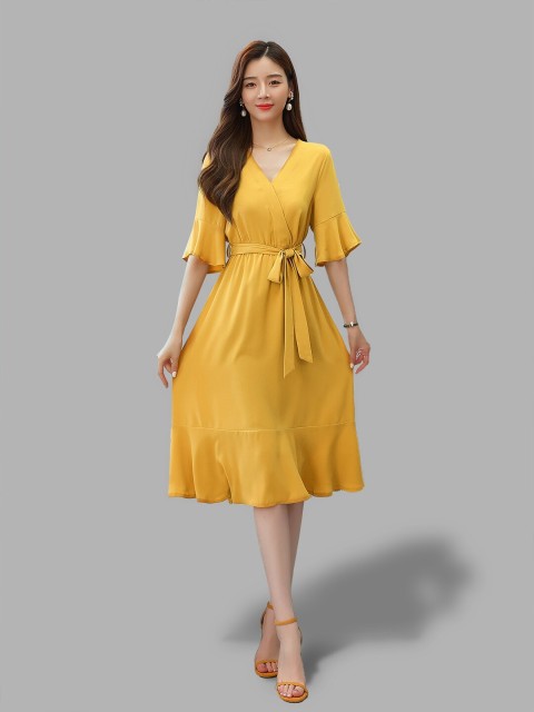 

JC Collection Women Yellow Midi Dress