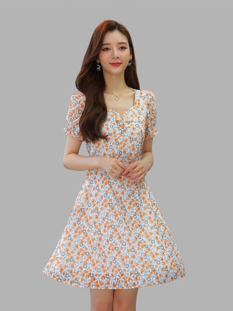 

JC Collection women White & Orange Floral Dress