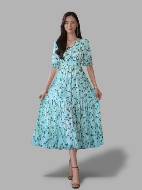 

JC Collection Women Green Floral A-Line Midi Dress