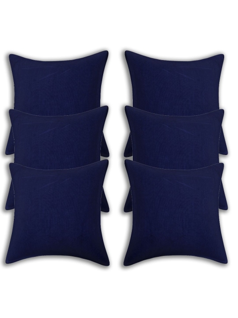 

INDHOME LIFE Set of 6 Blue Solid Square Cushion Covers