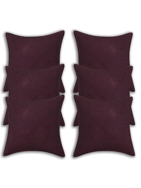 

INDHOME LIFE Maroon Pack of 6 Square Cushion Covers