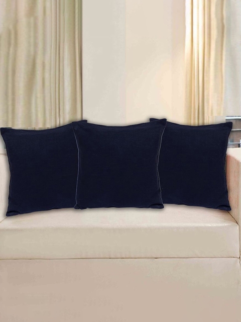 

INDHOME LIFE Navy Blue Pack of 3 Square Cushion Covers