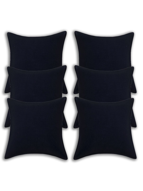 

INDHOME LIFE Black Set of 6 Square Pure Cotton Cushion Covers