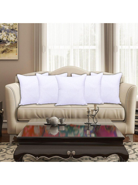 

INDHOME LIFE Set of 5 White Solid Square Cotton Jute Cushion Covers