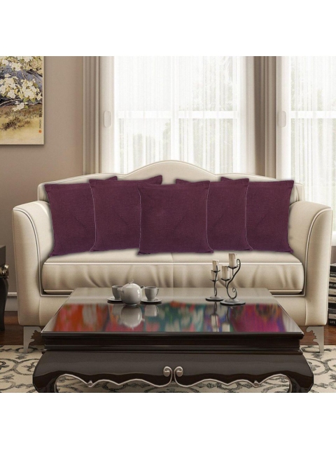 

INDHOME LIFE Brown Set of 5 Square Cushion Covers