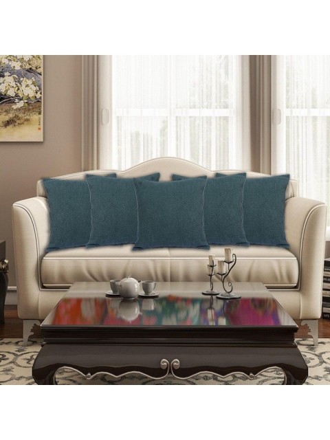 

INDHOME LIFE Green Set of 5 Square Cushion Covers