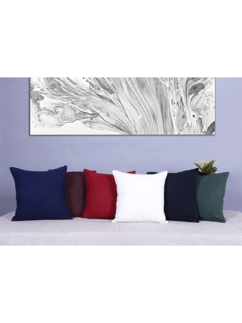 

INDHOME LIFE White & Red Set Of 6 Square Cushion Covers