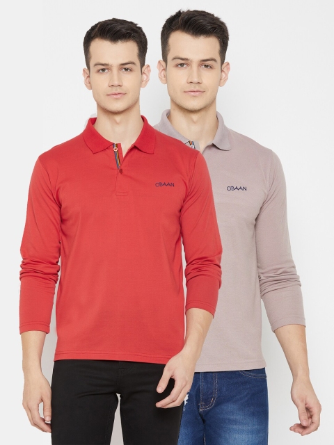

Obaan Men Red Set of 2 Polo Collar T-shirt
