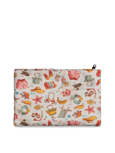 

BandBox White Printed PU Travel Pouch