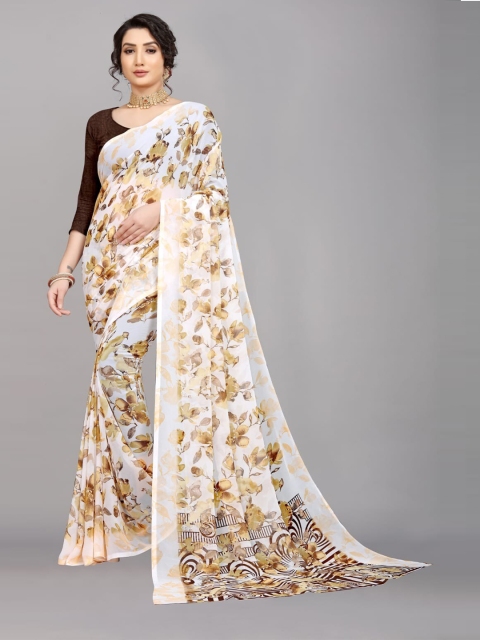 

Ratan Creation Rust & White Floral Pure Georgette Saree
