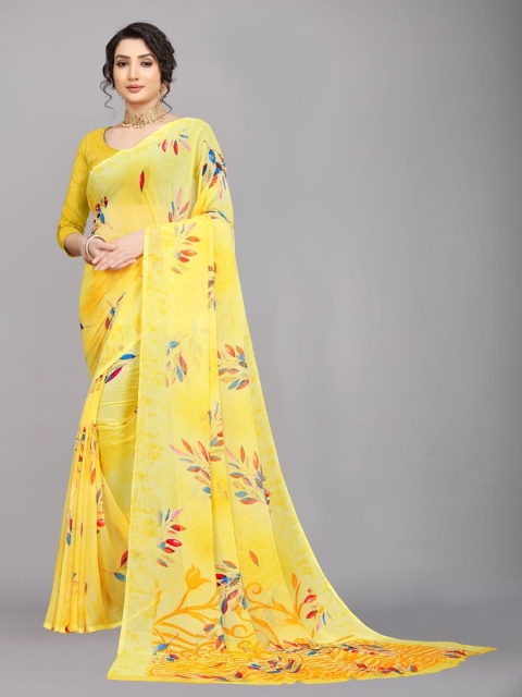 

Ratan Creation Yellow Floral Pure Georgette Saree