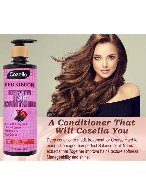 

COZELLA Red Onion Keratin Hair Shampoo And Conditioner 500 ml, Purple