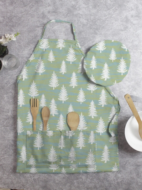 

HOUZZCODE Set of 2 Sea Green Apron & Cap