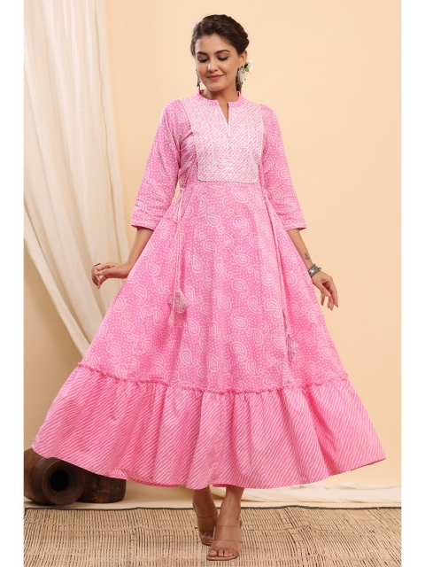 

ETHNIC STREET Pink Ethnic Motifs Ethnic Maxi Dress