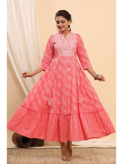 

ETHNIC STREET Peach-Coloured Ethnic Motifs Ethnic Maxi Dress