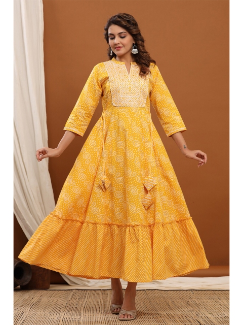 

ETHNIC STREET Yellow Ethnic Motifs Ethnic Maxi Dress
