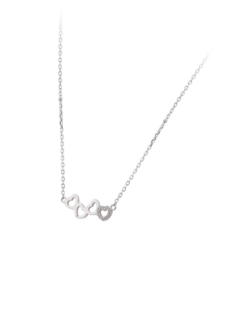 

ANAYRA Silver-Toned Sterling Silver Gold Heart Pendant with Link Chain