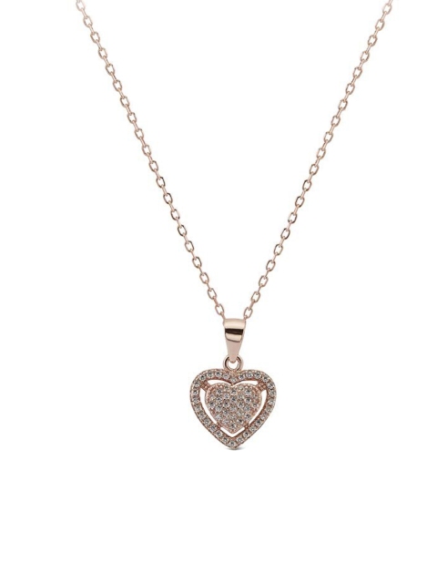 

ANAYRA Rose Gold & Silver-Toned Sterling Silver Heart Pendant with Link Chain