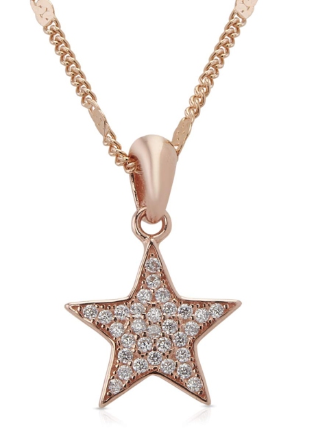 

ANAYRA White & Rose Gold Sterling Silver Star Shaped Pendant with Link Chain