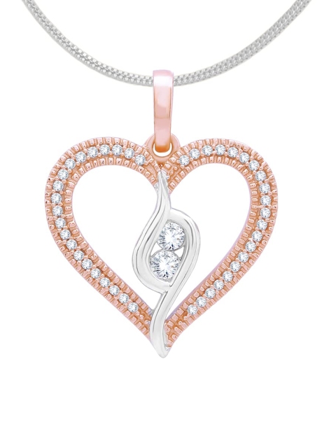 

ANAYRA Rose Gold & White Sterling Silver Heart Pendant with Link Chain
