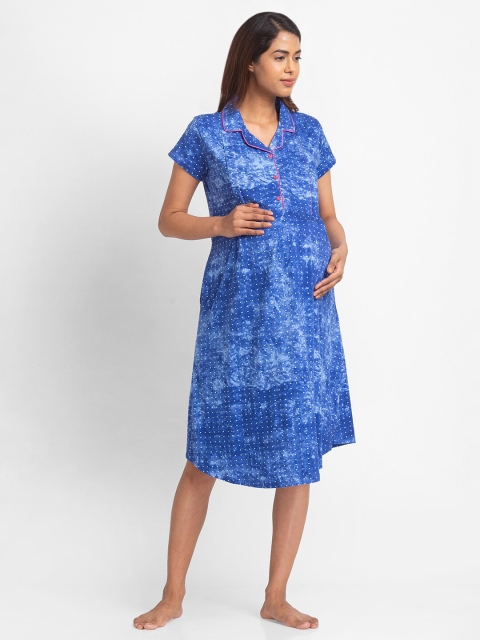 

Juliet Women Blue Printed Pure Cotton Nightdress