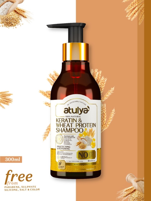 

Atulya Keratin & Wheat Protein Shampoo + Conditioner Set 300ml each, Multi