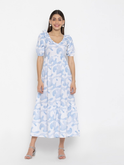 

SEW YOU SOON Blue Layered A-Line Midi Dress