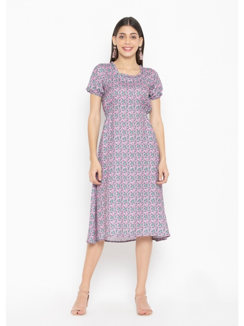 

SEW YOU SOON Pink Floral A-Line Midi Dress