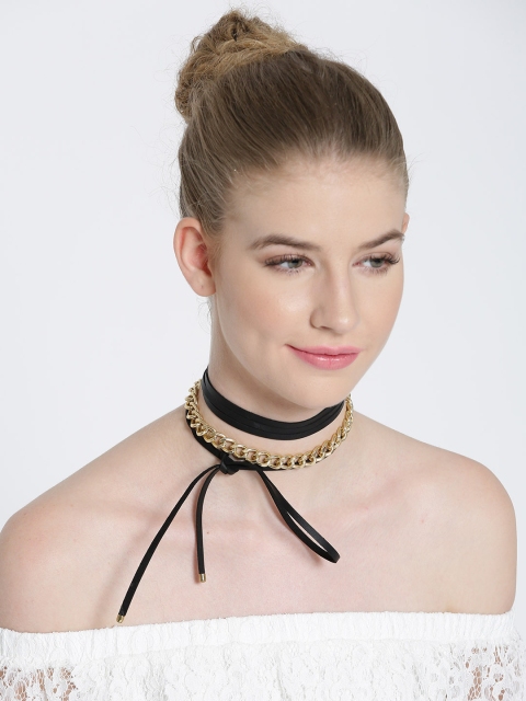 

OOMPH Black & Gold-Toned Tie-Up Choker Necklace