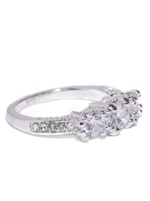 

OOMPH Silver-Toned Stone-Studded Handcrafted Ring