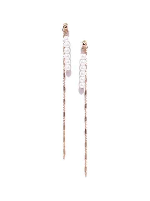 

OOMPH Off-White & Gold-Toned Classic Drop Earrings