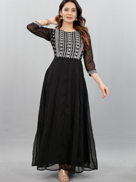 

APNISHA Women Black Georgette Maxi Dress