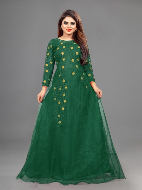 

APNISHA Women Green Embellished Net Maxi Dress