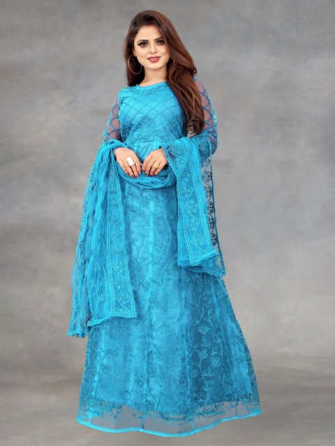 

APNISHA Women Blue Net Maxi Dress