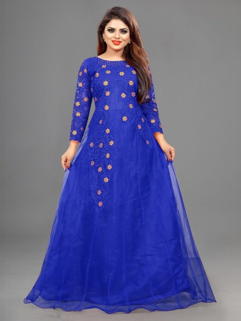 

APNISHA WomenBlue Embellished Net Maxi Dress, Blue
