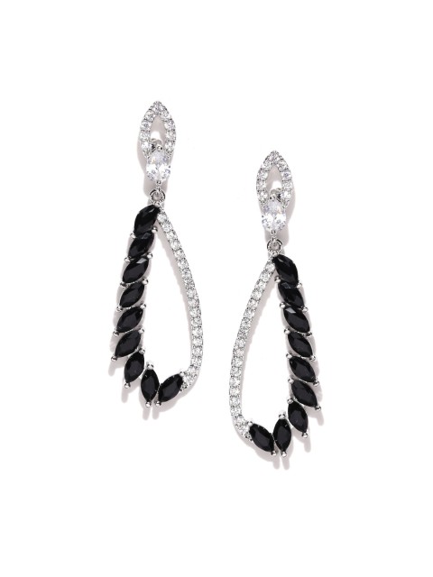

OOMPH Black 18 Karat White Gold-Plated Teardrop-Shaped Drop Earrings