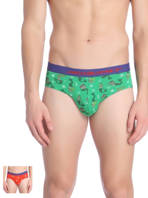 

Jack & Jones Men Pack of 2 Printed Briefs 700017, Green