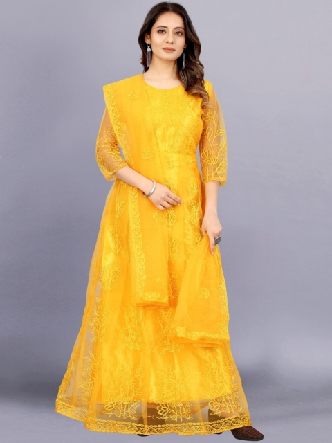 

APNISHA Yellow Net Maxi Dress